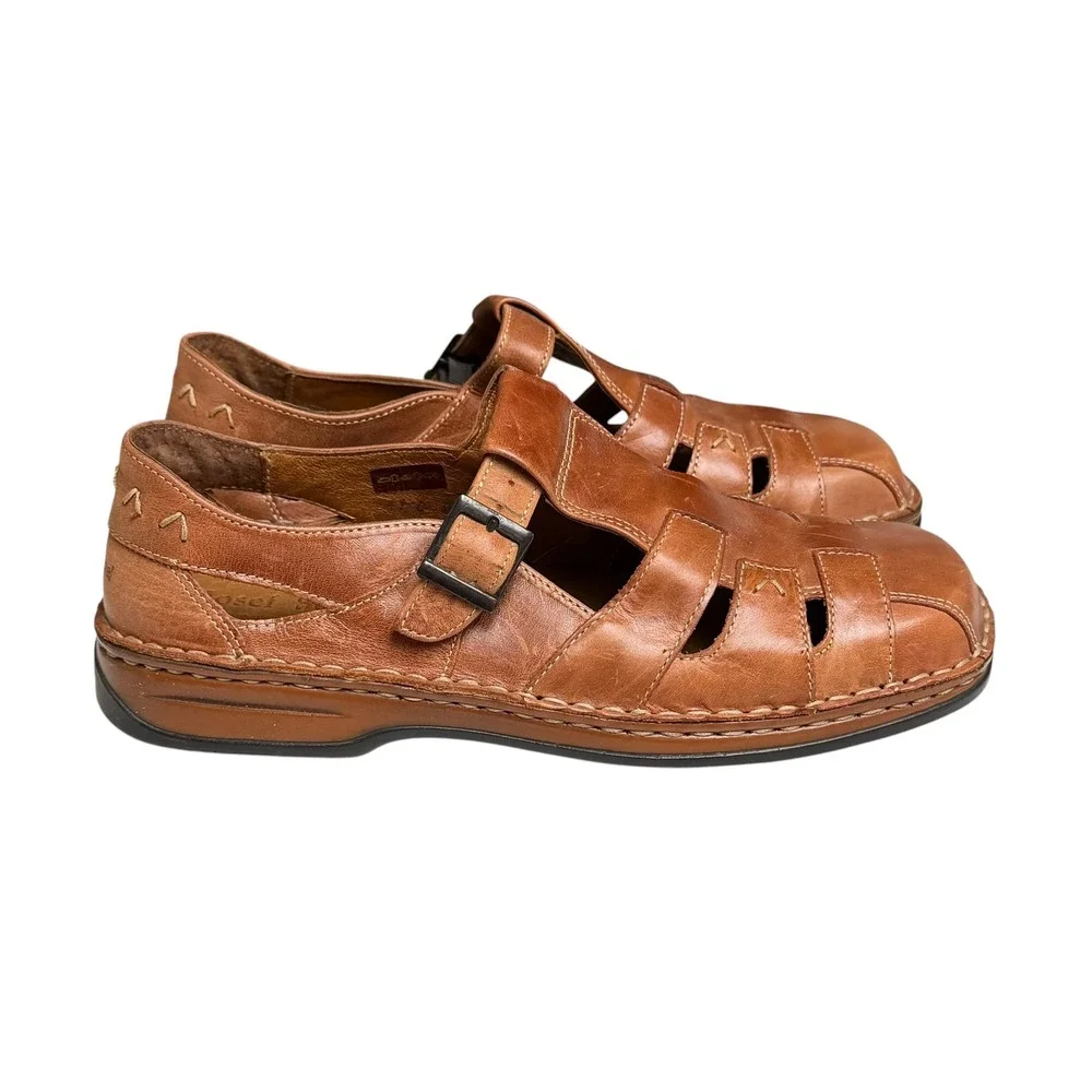 Josef Seibel Womens Brown Leather Fisherman Sandals Shoes EU 41 US 10-10.5